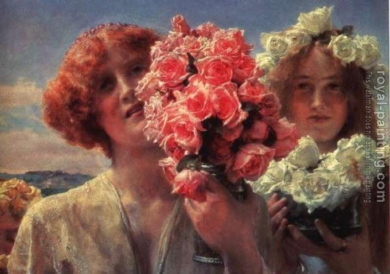 Sir Lawrence Alma-Tadema : Young Girls with Roses